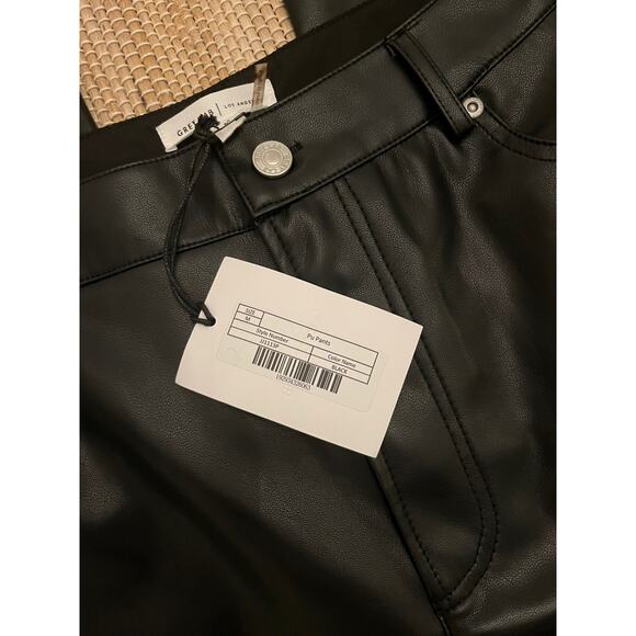 Grey Lab Womens NEW Black Faux Leather Straight Leg Pants M - Picture 6 of 7